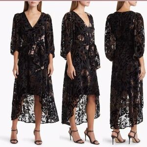 Eliza J Velvet Burnout Floral High Low Dress